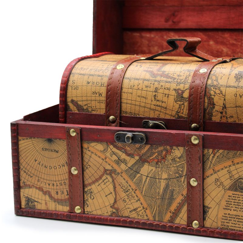Set van 3 Koloniale Dozen - Oude Wereld Kaart