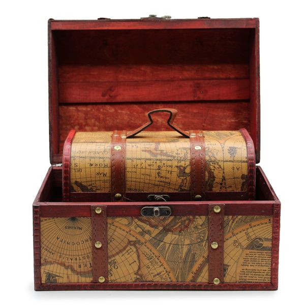 Set van 3 Koloniale Dozen - Oude Wereld Kaart