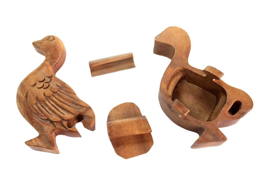 Houten Puzzel Doos uit Bali - Eend