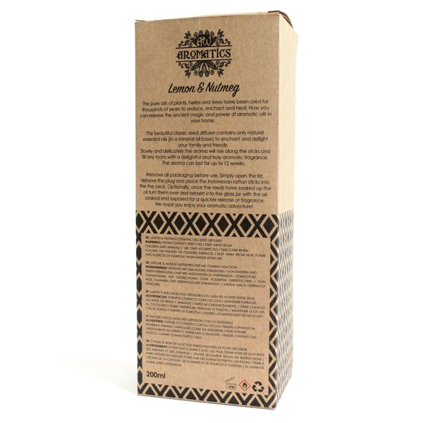 Pure Essentiële Oliën Reed Diffusers - Citroen& Nootmuskaat - 200ml