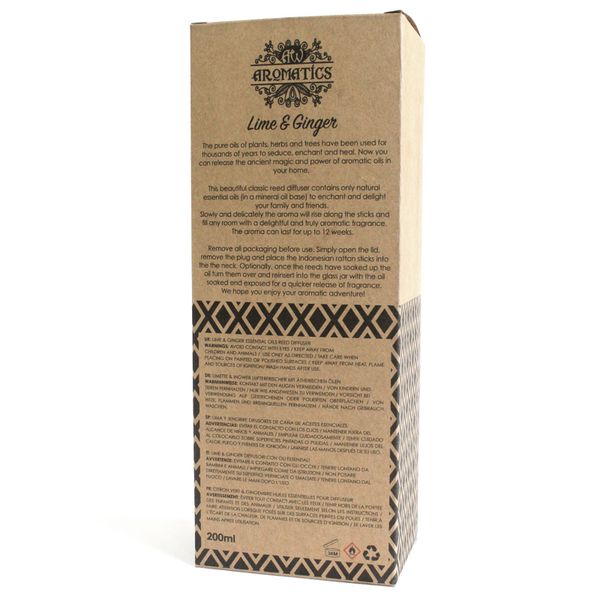 Pure Essentiële Oliën Reed Diffusers - Limoen & Gember - 200ml