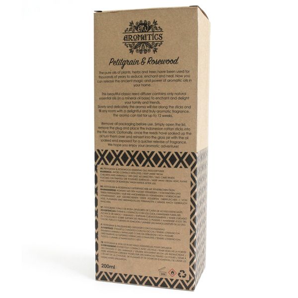 Pure Essentiële Oliën Reed Diffusers - Petitgrain & Rozenhout - 200ml