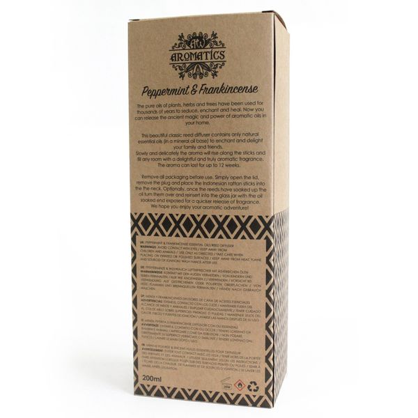 Pure Essentiële Oliën Reed Diffusers - Pepermunt en wierook - 200ml