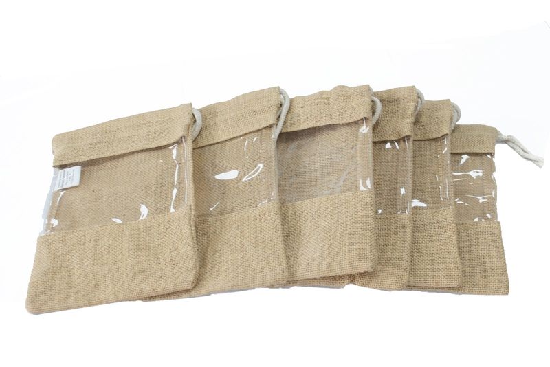 Jute Zakje met Kijkvenster - Groot - 25 x 16cm