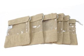 Jute Zakje met Kijkvenster - Groot - 25 x 16cm