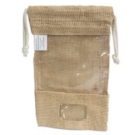 Jute Zakje met Kijkvenster en extra Vakje - 25 x 16cm