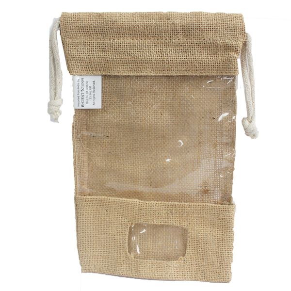Jute Zakje met Kijkvenster en extra Vakje - 25 x 16cm