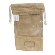 Jute Zakje met Kijkvenster en extra Vakje - 25 x 16cm