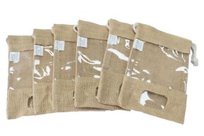 Jute Zakje met Kijkvenster en extra Vakje - 25 x 16cm