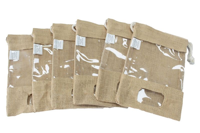 Jute Zakje met Kijkvenster en extra Vakje - 25 x 16cm