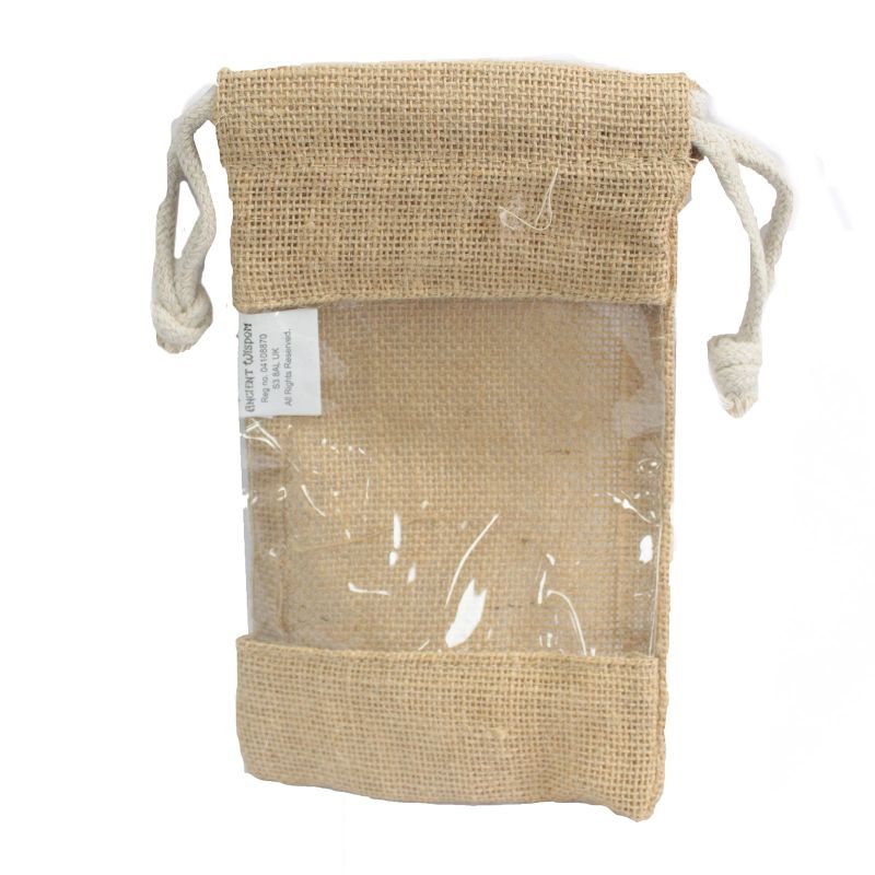 Jute Zakje met Kijkvenster - Medium - 20 x 12cm