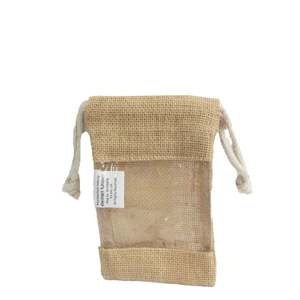 Jute Zakje met Kijkvenster - Klein - 16 x 10cm