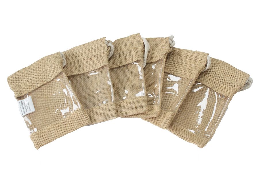 Jute Zakje met Kijkvenster - Klein - 16 x 10cm
