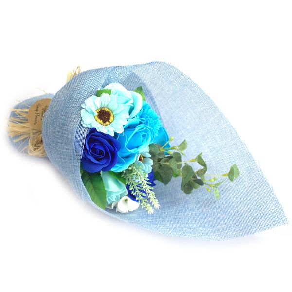 Blauw staand zeepbloemenboeket - Speciaal