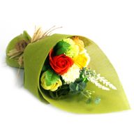 Groen & Geel Staand Zeepbloemenboeket - Speciaal