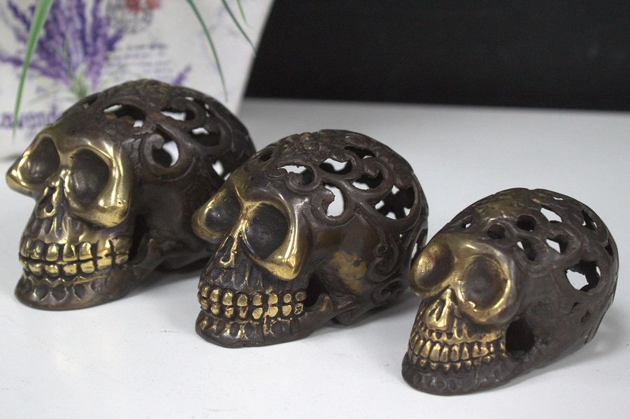 Vintage Messing Schedel - Groot