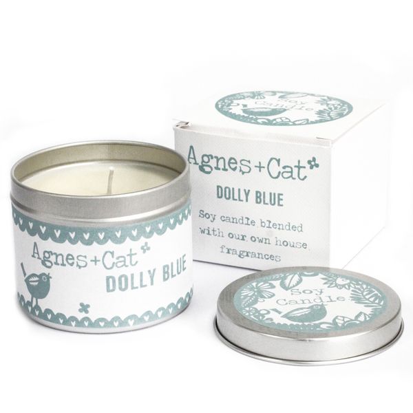 200g Sojawas Kaars in Blik met Geschenkdoos- Dolly Blauw