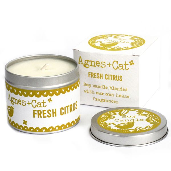 200g Sojawas Kaars in Blik met Geschenkdoos- Citrus