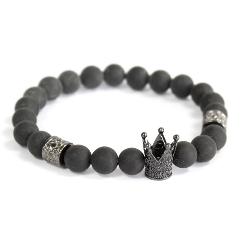 Edelsteen Armband - Kristal Kroon - Zwarte Agaat