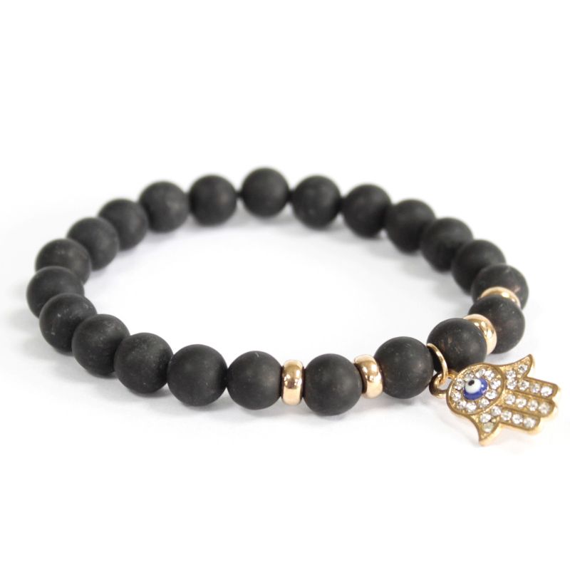 Edelsteen Armband - Hamsa - Zwart Agaat