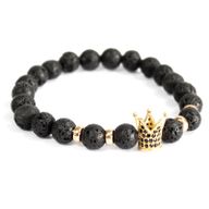Edelsteen Armband - Goud Vergulde Kroon - Lavasteen