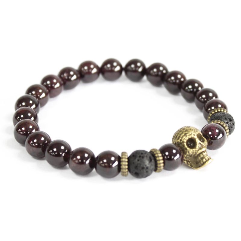 Edelsteen Armband - Bronzen Schedel - Bloedsteen