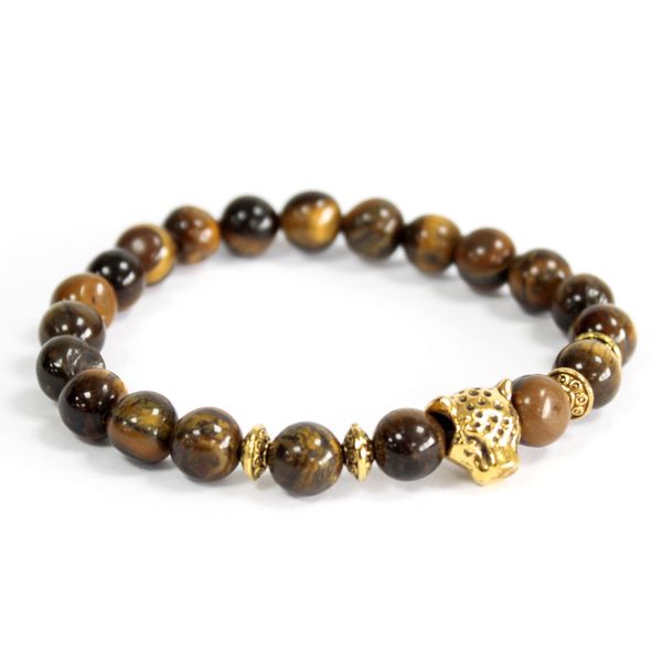 Edelsteen Armband - Goud Vergulde Tijger - Tijgeroog