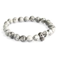 Edelsteen Armband -Tinnen schedel - Grijs Agaat