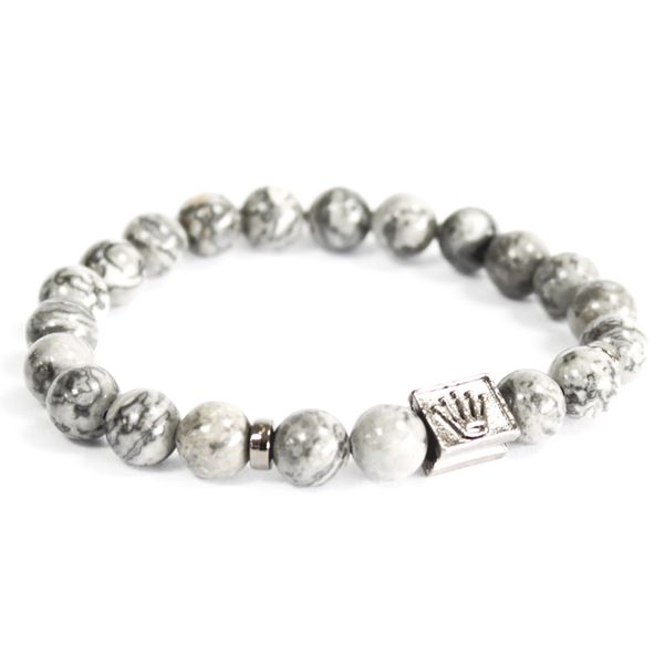Edelsteen Armband - Kroon - Grijs Agaat