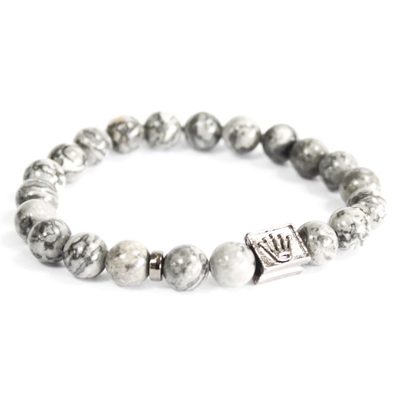 Edelsteen Armband - Kroon - Grijs Agaat