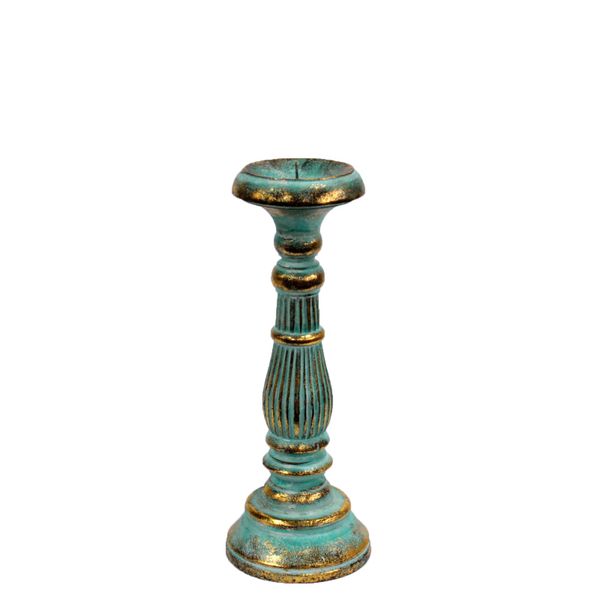 Vintage Kandelaar - Small -Turkoois met Goudkleurig details