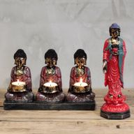 Antieke Boeddha - Drie toegewijden kandelaar