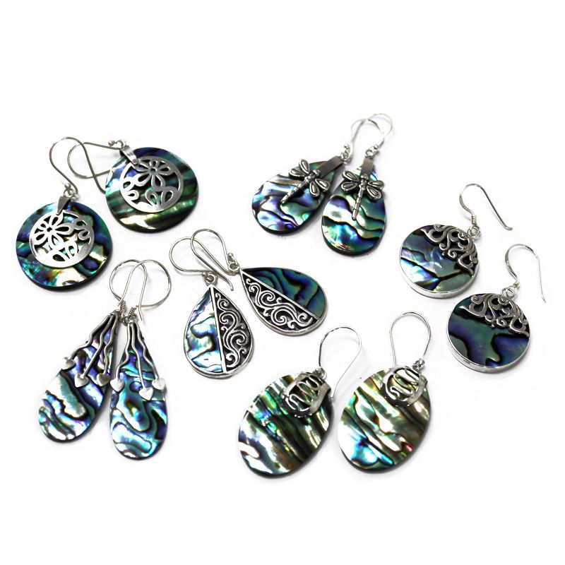 Zilveren Oorbellen - Abalone - Flip Flops