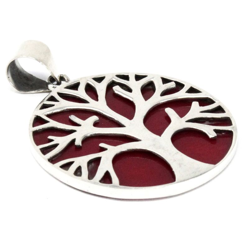 Zilveren Hanger - Levensboom - 30mm - Koraal Effect