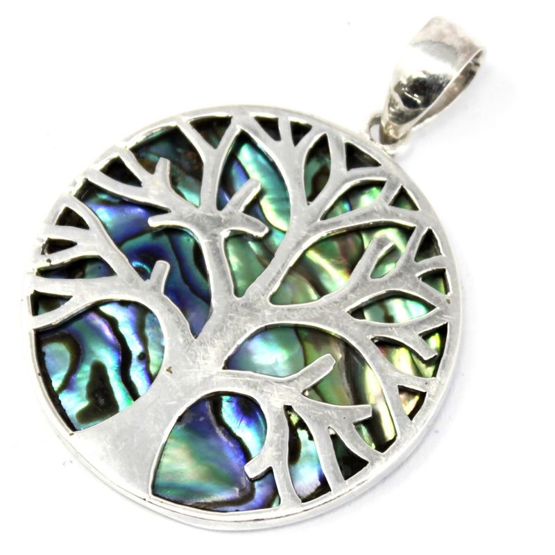 Zilveren Hanger - Levensboom - 30mm - Abalone