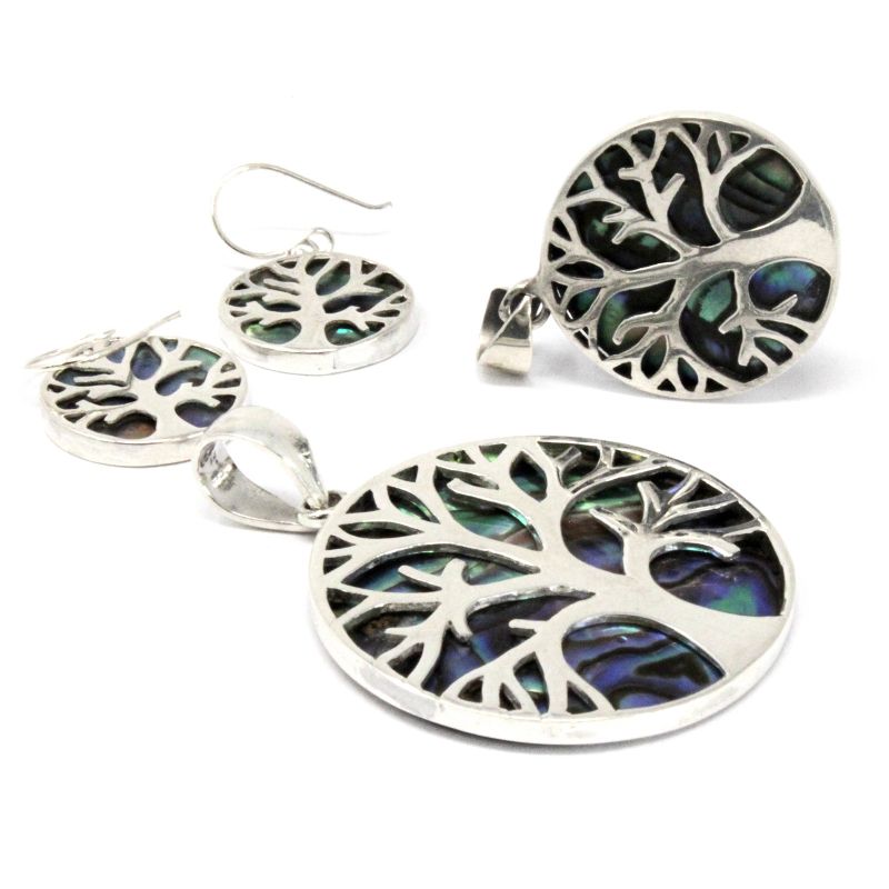 Zilveren Hanger - Levensboom - 22mm - Abalone