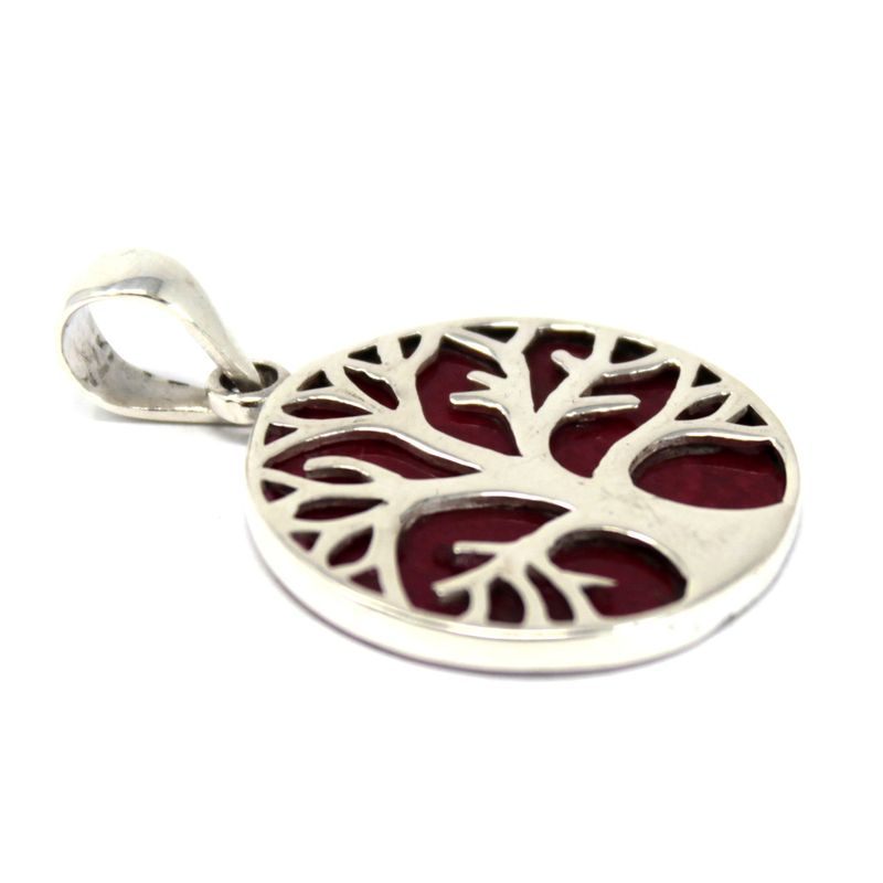 Zilveren Hanger - Levensboom - 22mm - Koraal Effect