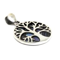 Zilveren Hanger - Levensboom - 22mm - Abalone