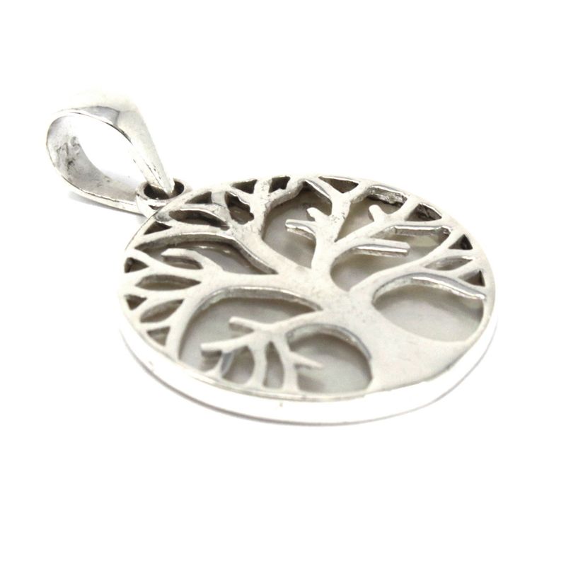 Zilveren Hanger - Levensboom - 22mm - Parelmoer