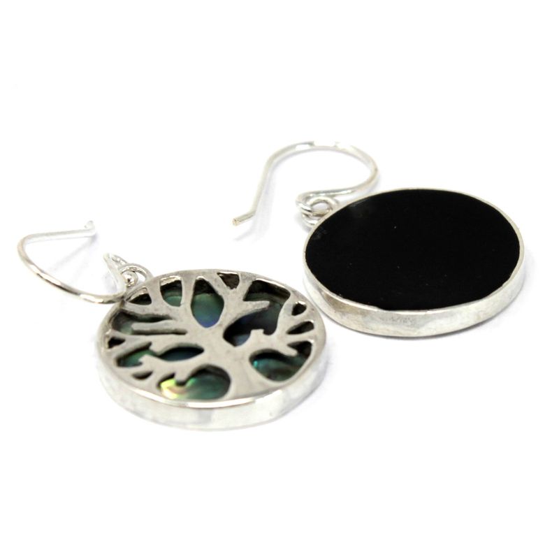 Zilveren Oorbellen - Levensboom - 15mm - Abalone