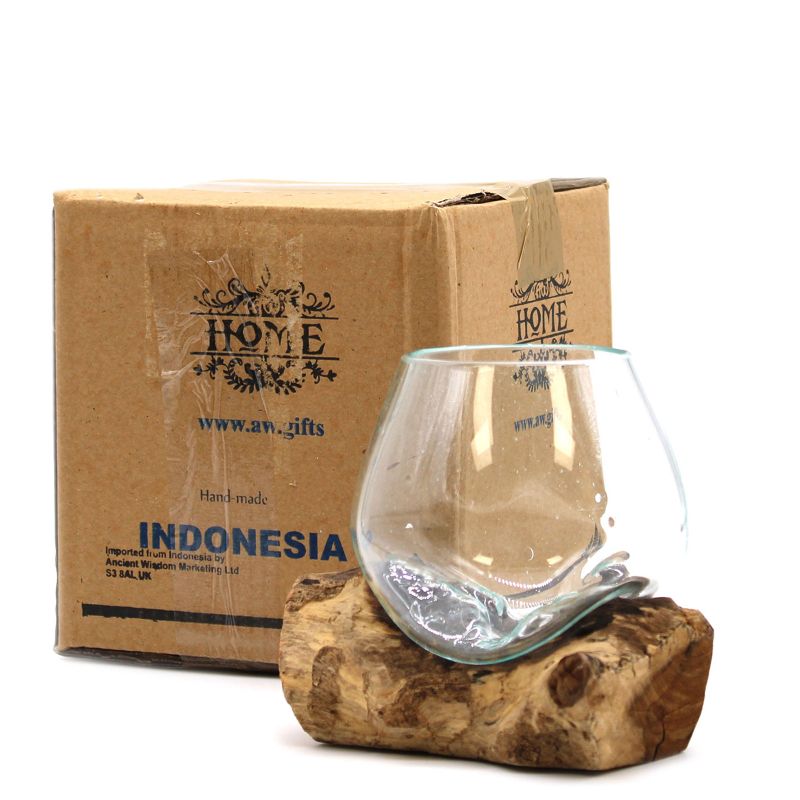 Gesmolten Glas op Houten Stronk - Kleine Kom
