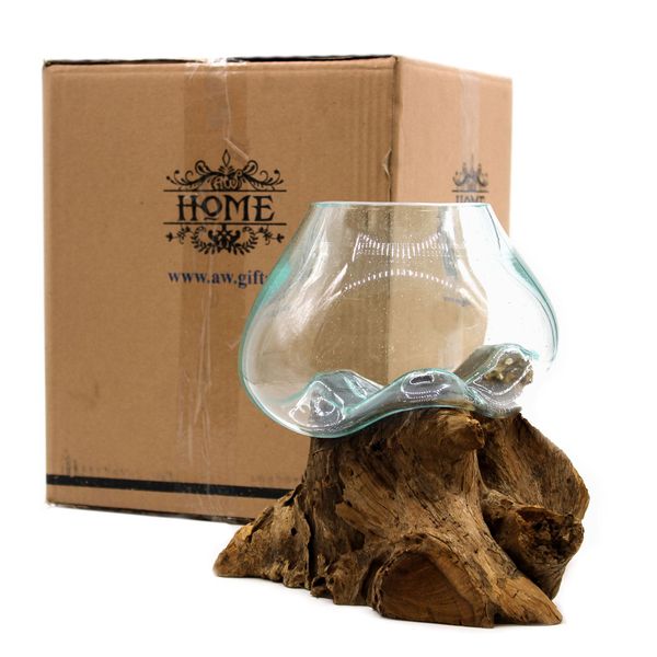 Gesmolten Glas op Houten Stronk - Grote Kom