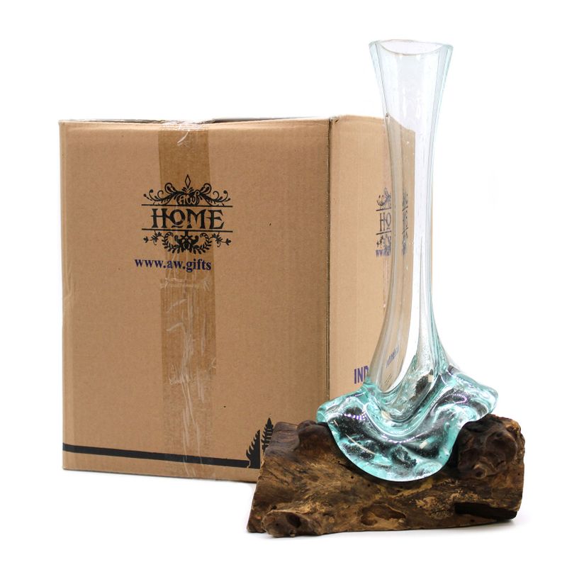 Gesmolten Glas op Houten Stronk - Vaas