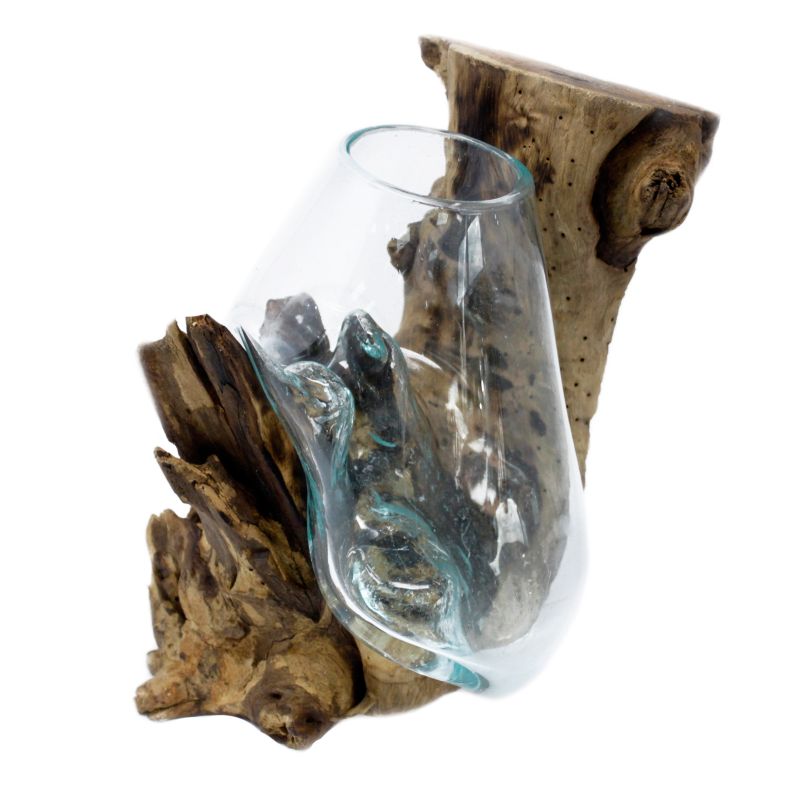 Gesmolten Glas op Houten Stronk - Hangende Kom