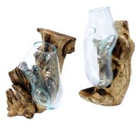 Gesmolten Glas op Houten Stronk - Hangende Kom