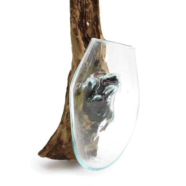 Gesmolten Glas op Houten Stronk - Hangende Kom