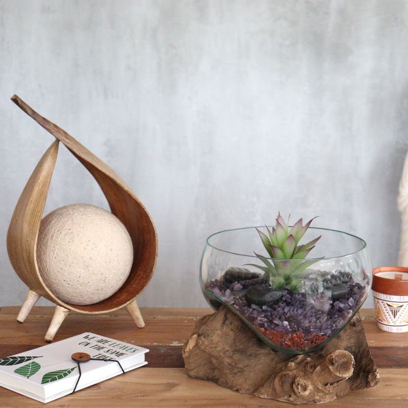 Gesmolten Glas op Houten Stronk - Open - Grote Kom