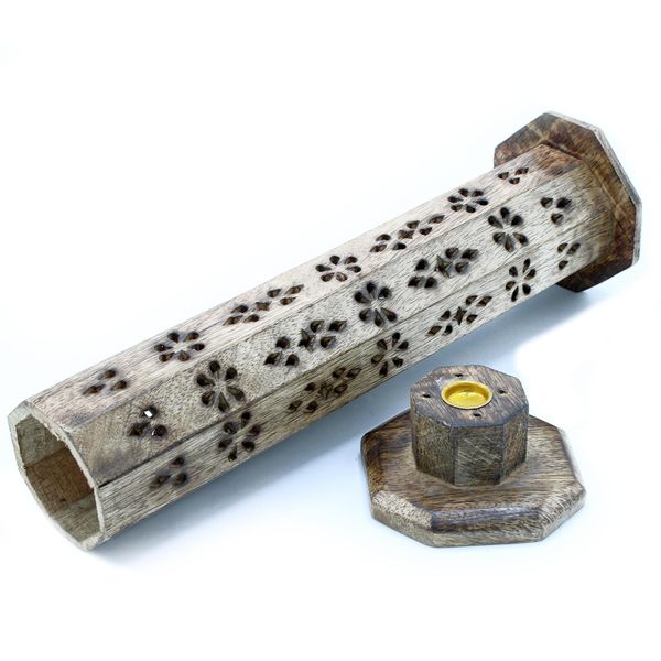Zeshoekige wierooktoren rookdoos - Mangohout
