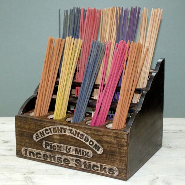 Mangohouten Display Unit voor Wierook Stokjes met 3 niveaus