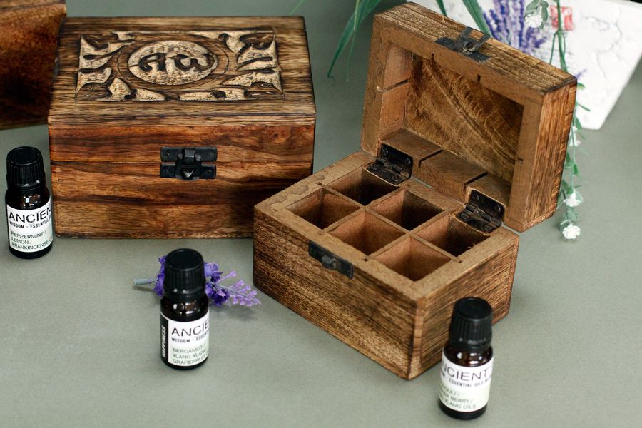Aromathrapie Box - Mangohout - Bloem motief (12 flesjes)